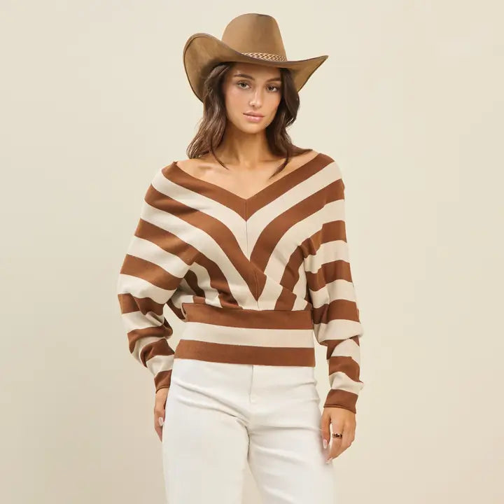The Mocha Chevron Top