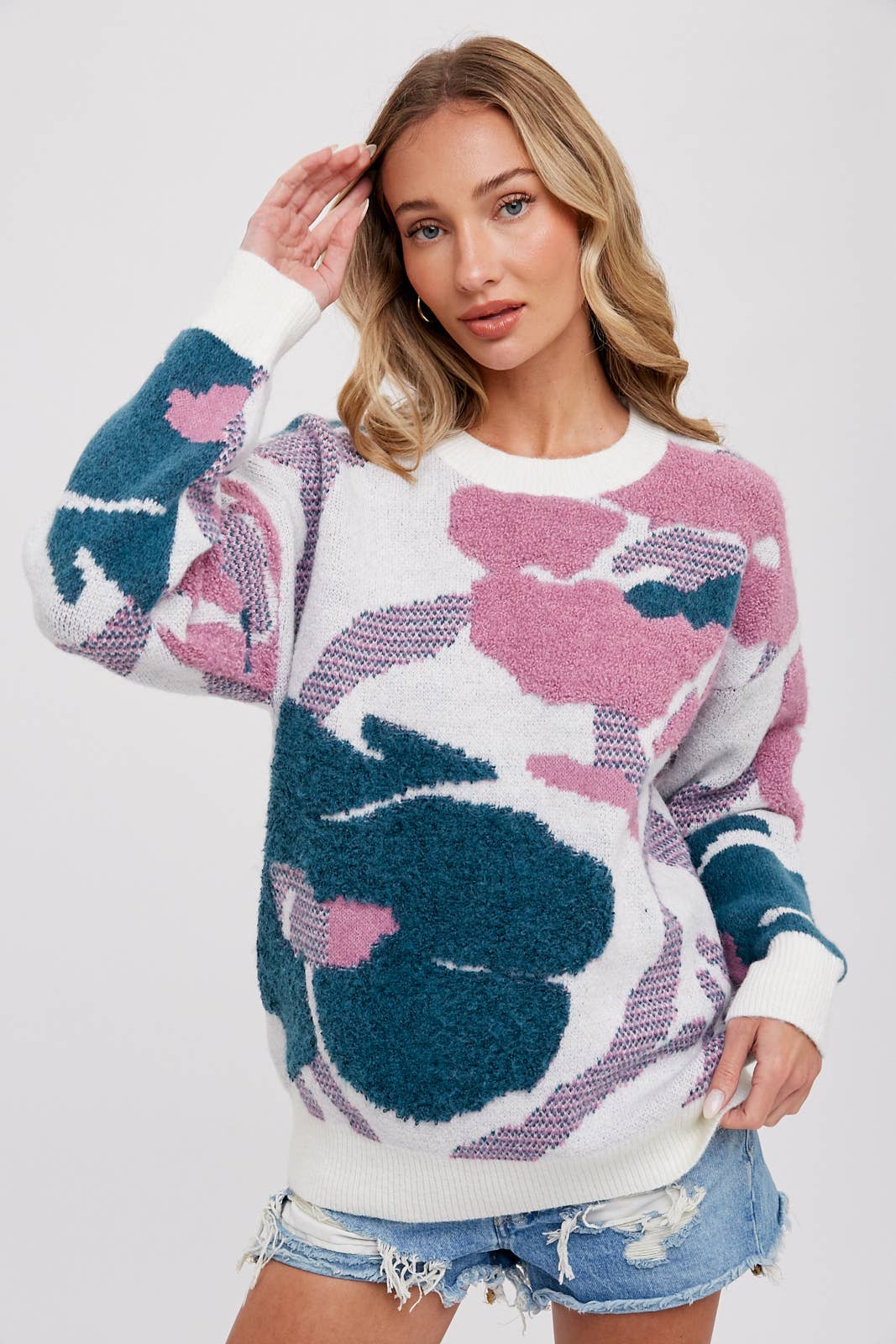Boucle Floral Pullover