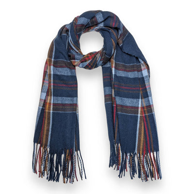 Tartan woven scarf with tassels